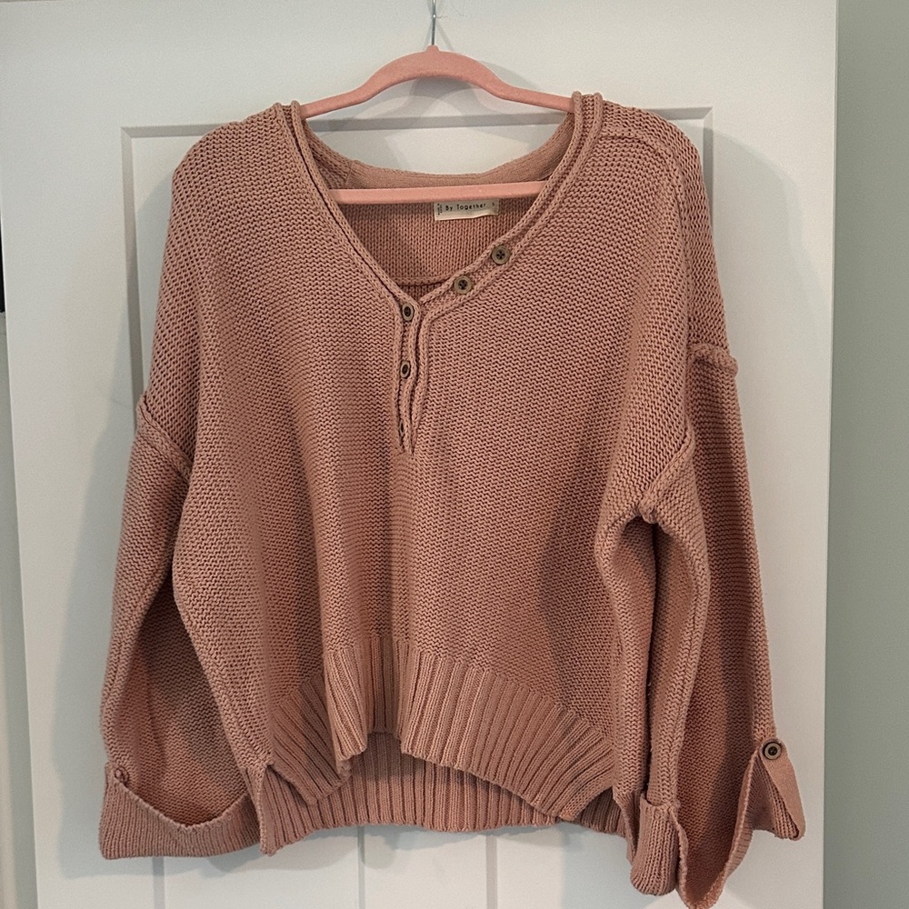 By Together Dusty Rose V-Neck Sweater